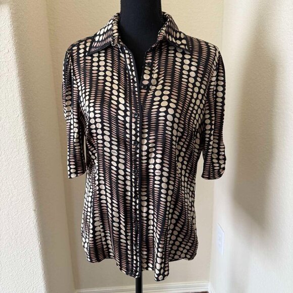 Bebe Silk Button Down blouse  3/4 sleeve  size L - Picture 1 of 8